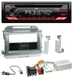 JVC CD DAB USB Bluetooth Lenkrad Autoradio für Kia Sportage 3 10-15 Navi silber