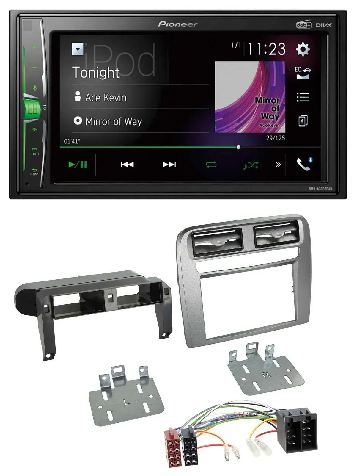Автомагнитола Pioneer 2-DIN MP3 DAB USB Bluetooth для Fiat Grande Punto (2005–2009), антрацит