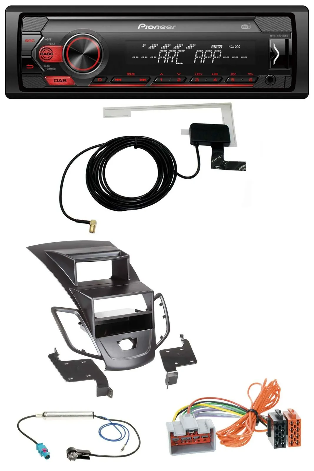 Автомагнитола для Ford Fiesta (2008–2010) Pioneer 1-DIN USB DAB MP3 AUX черная