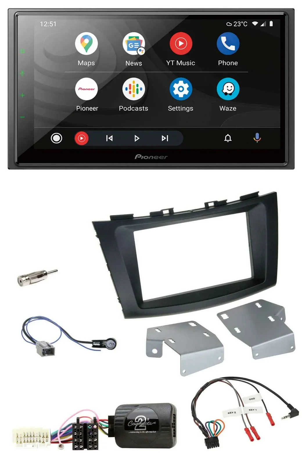 Автомагнитола для Suzuki Swift Pioneer 2DIN, USB, DAB, Bluetooth, поддержка кнопок на руле