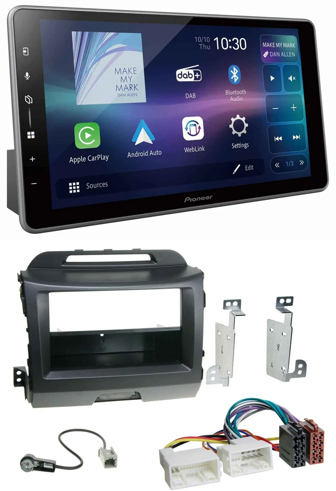 Pioneer Bluetooth USB DAB MP3 Autoradio für Kia Sportage 3 SL 10-15 schwarz