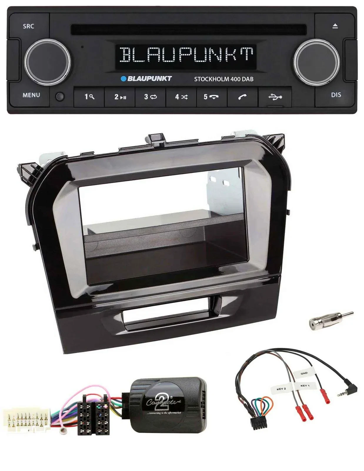 Blaupunkt Lenkrad Bluetooth DAB CD USB Autoradio für Suzuki Vitara ab 2015 piano