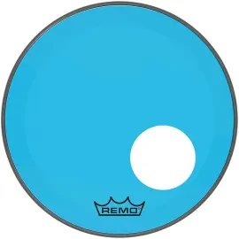 Remo Powerstroke P3 Colortone Blue Resonant Bass Drum Head 5" Offset Hole 18 in.
