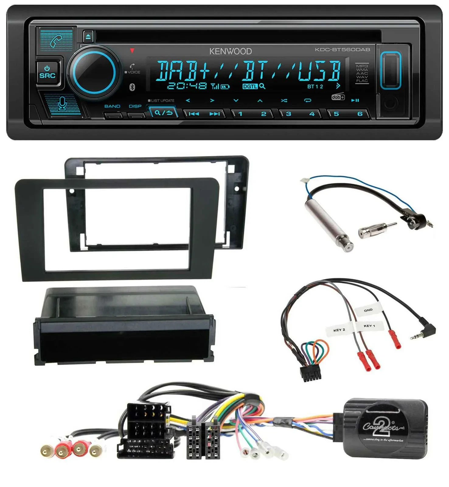 Kenwood Bluetooth DAB CD Lenkrad USB Autoradio für Audi A3 Symphony ISO 8P 2003-