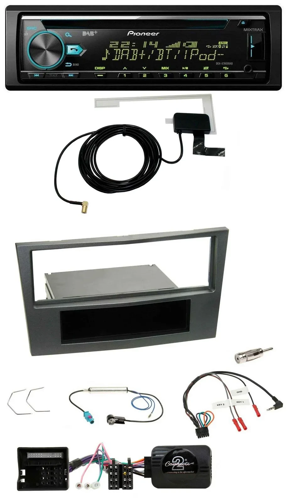 Автомагнитола для Opel Antara/Astra H/Zafira B Pioneer CD/USB/DAB, MP3, поддержка кнопок на руле, тёмно-серый