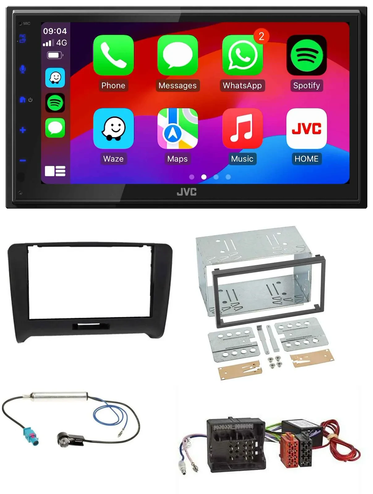 JVC Bluetooth 2DIN MP3 DAB USB Autoradio für Audi TT 06-14 Aktivsystem Quadlock