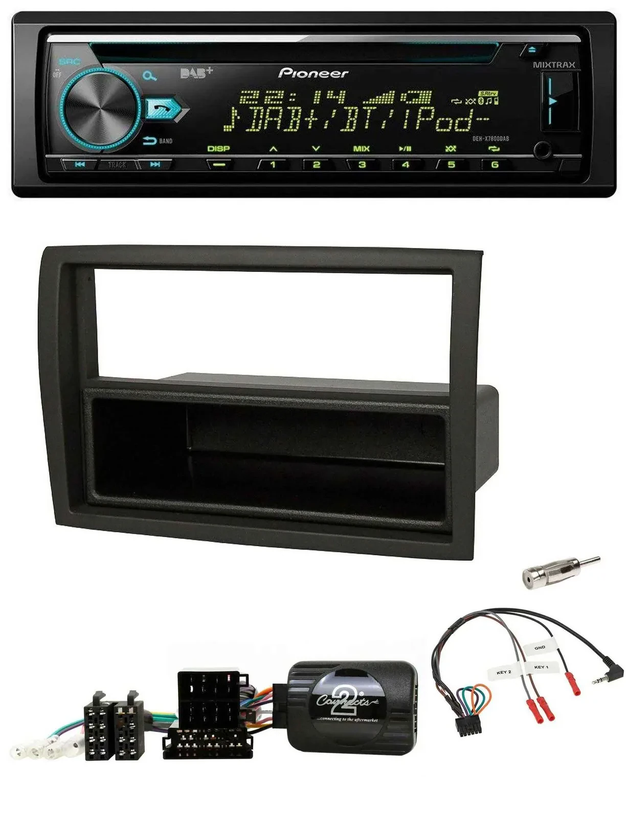 Автомагнитола Pioneer CD/USB/Bluetooth/DAB для Fiat Ducato 2012–2015, черная, с поддержкой кнопок на руле