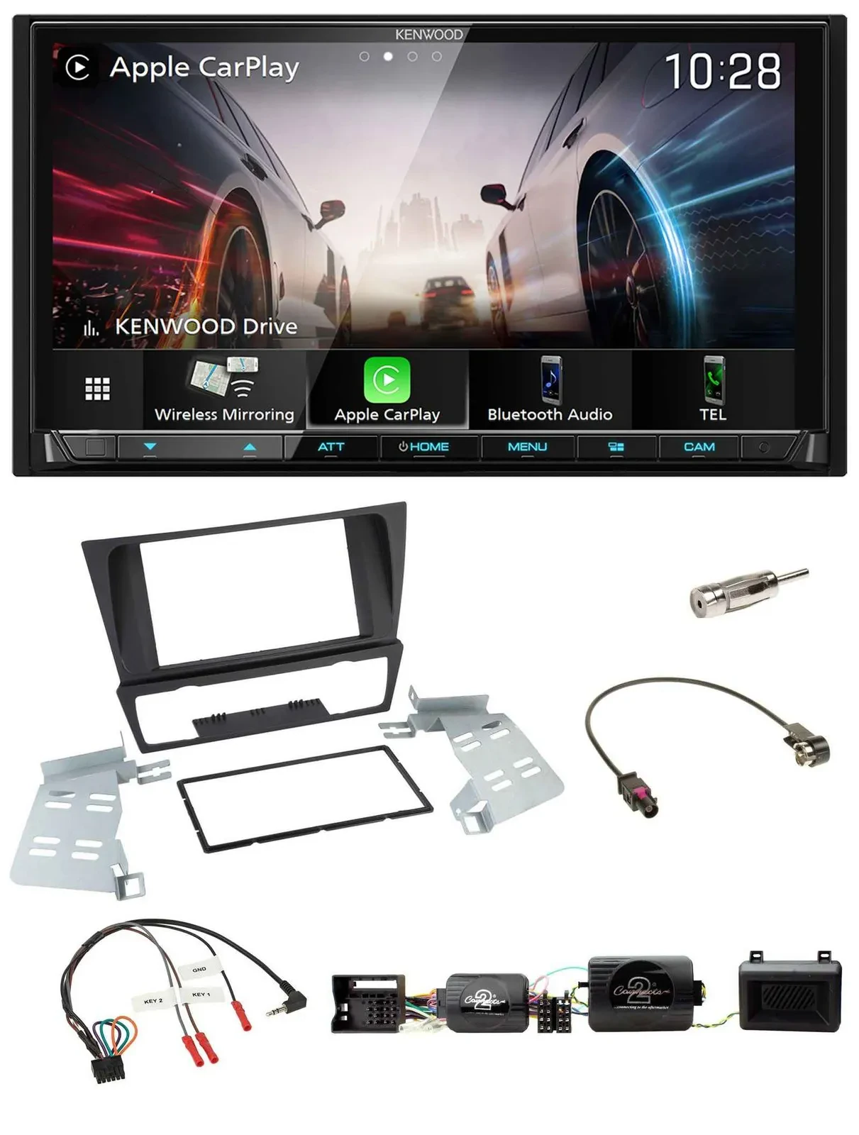 Kenwood Lenkrad 2DIN USB DAB Bluetooth Autoradio für BMW 3er E90 E91 E92 E93 PDC
