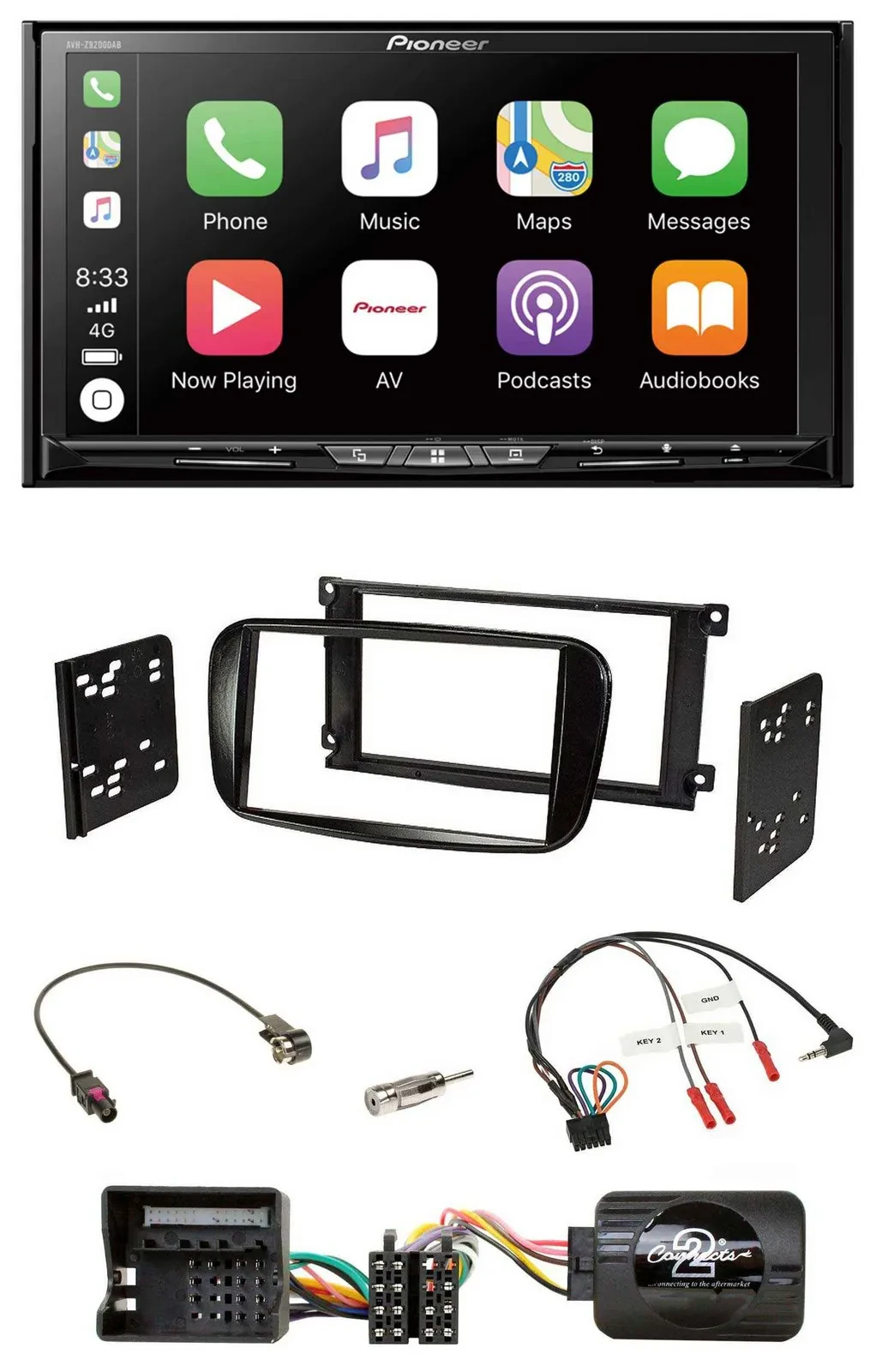 Pioneer 2DIN Lenkrad USB DAB DVD Bluetooth Autoradio für Ford Mondeo 07-14 S-Max