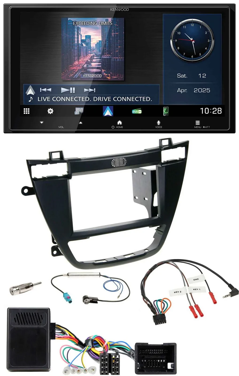 Kenwood Bluetooth 2DIN USB DAB Lenkrad Autoradio für Opel Insignia ab 08 schwarz