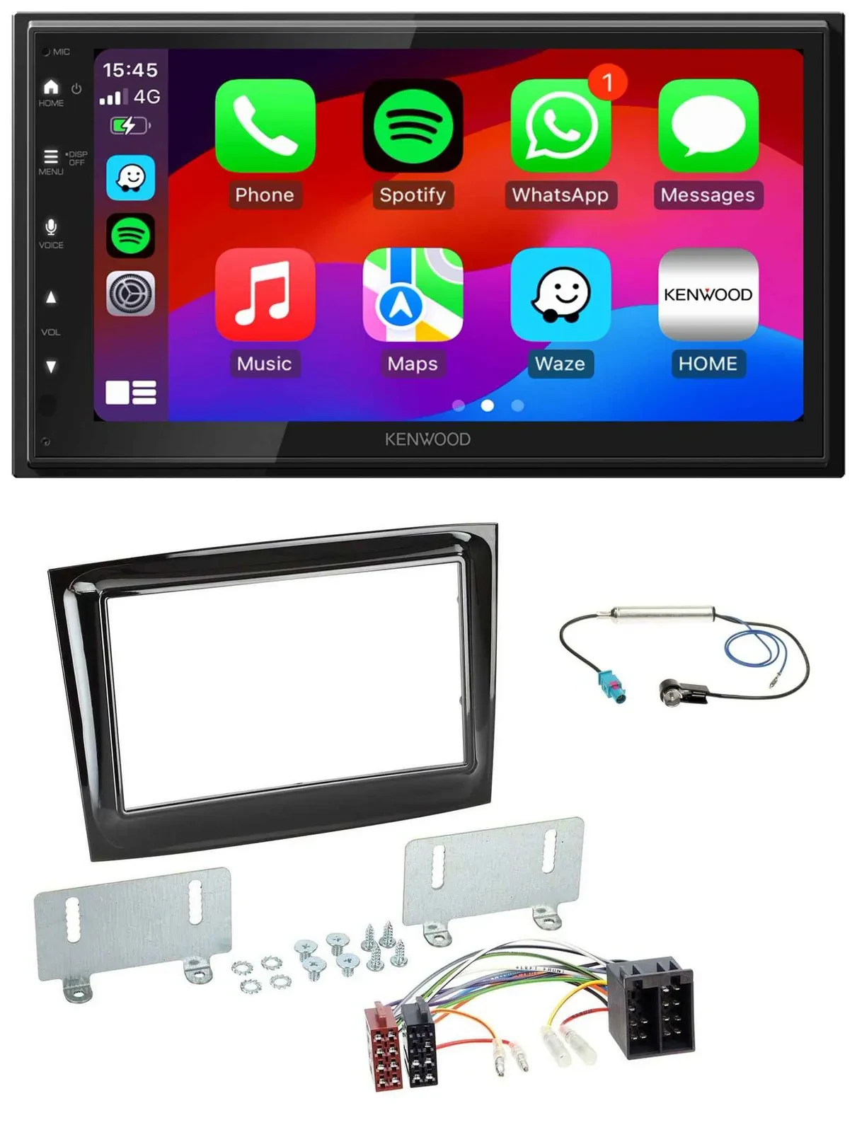 Автомагнитола Kenwood 2-DIN, MP3, USB, DAB, Bluetooth, для Fiat Doblo (с 2015), черный (piano black)