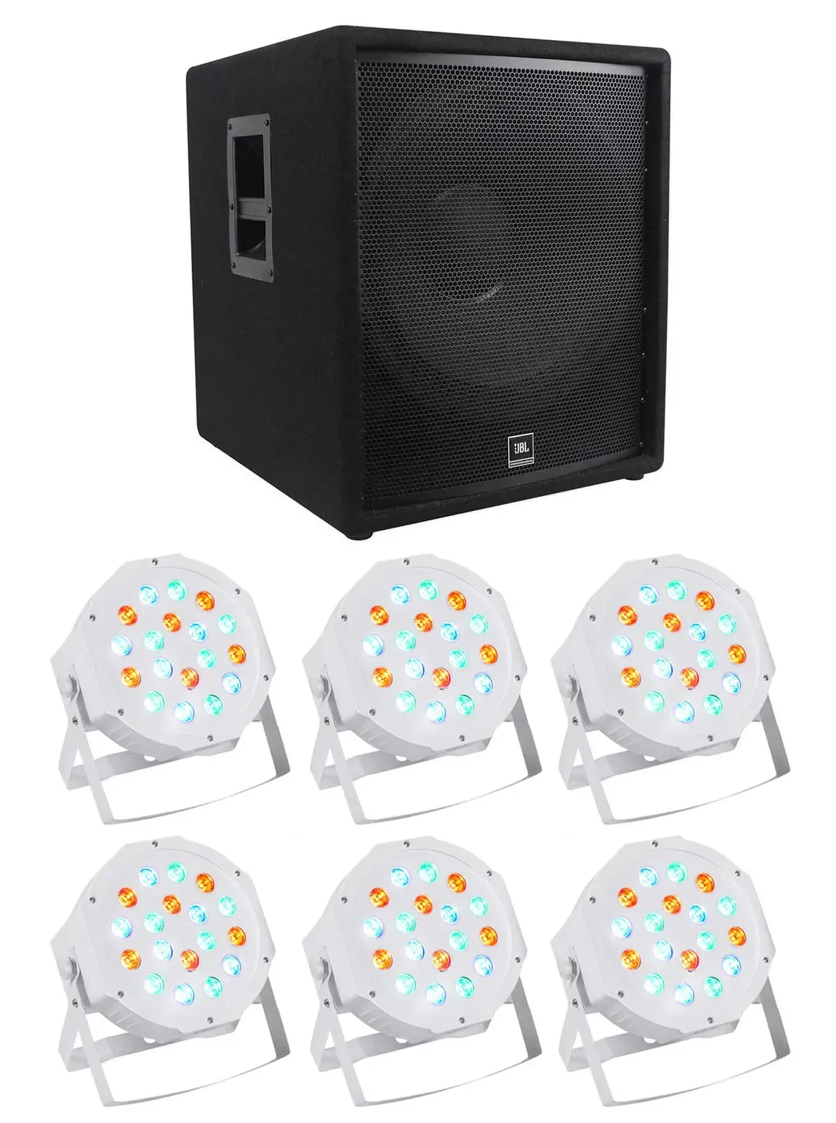 JBL Pro JRX218S 1400 Watt 18" Passive Subwoofer DJ Sub+(6) Par Can Wash Lights