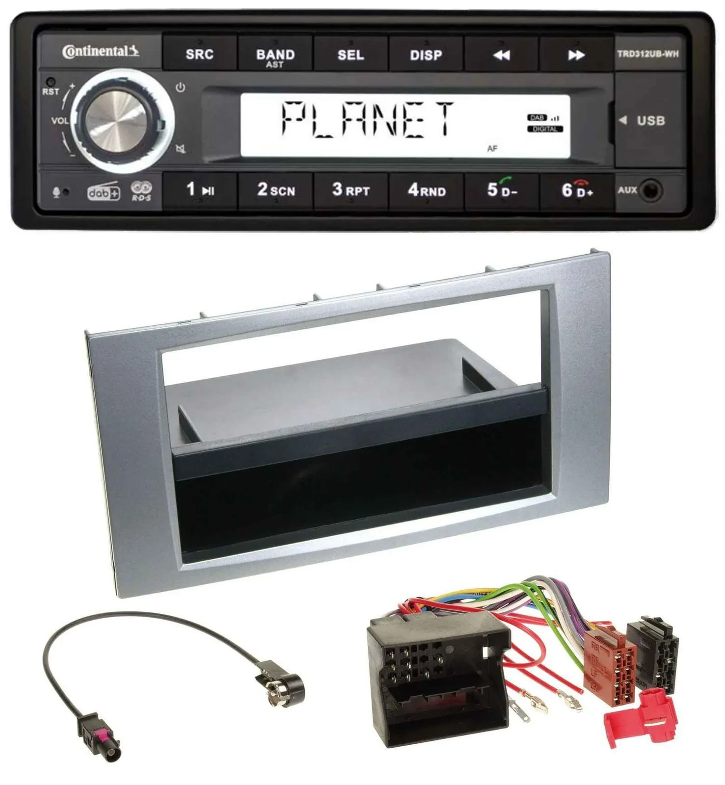 Continental USB 1DIN AUX DAB MP3 Autoradio für Ford Fiesta Focus 2004-2008 silbe