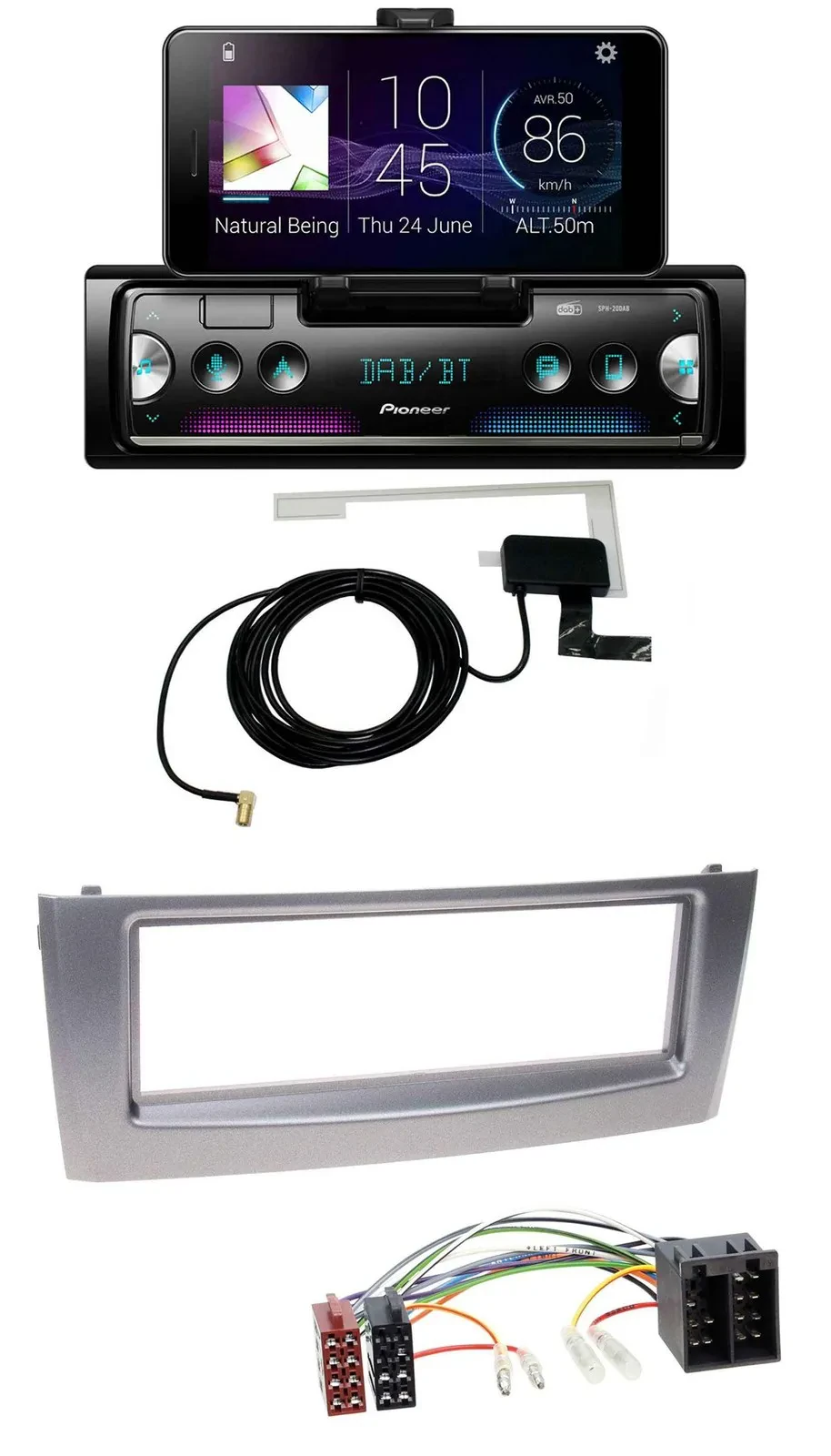 Pioneer DAB Bluetooth MP3 USB Autoradio für Fiat Punto Grande Punto ab 05 grau