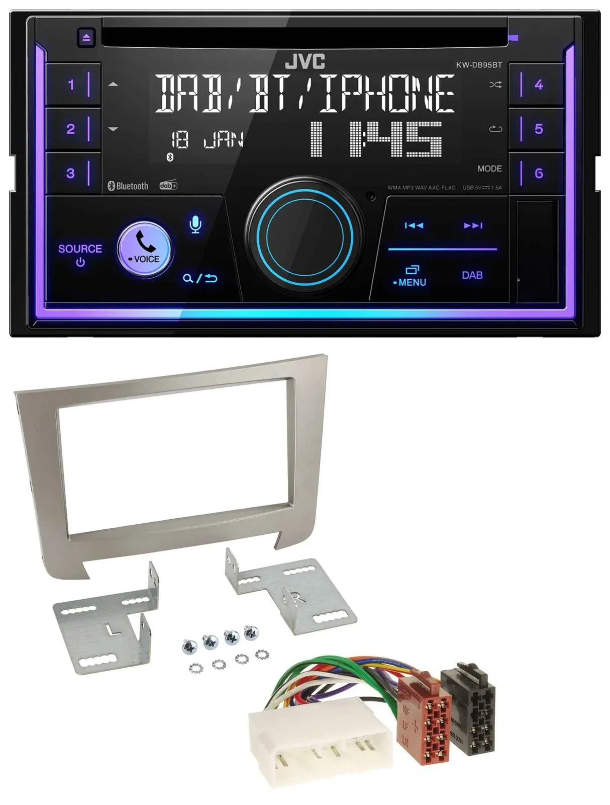 Автомагнитола для SsangYong Rexton (с 2013) JVC 2-DIN, DAB, Bluetooth, CD, USB, MP3