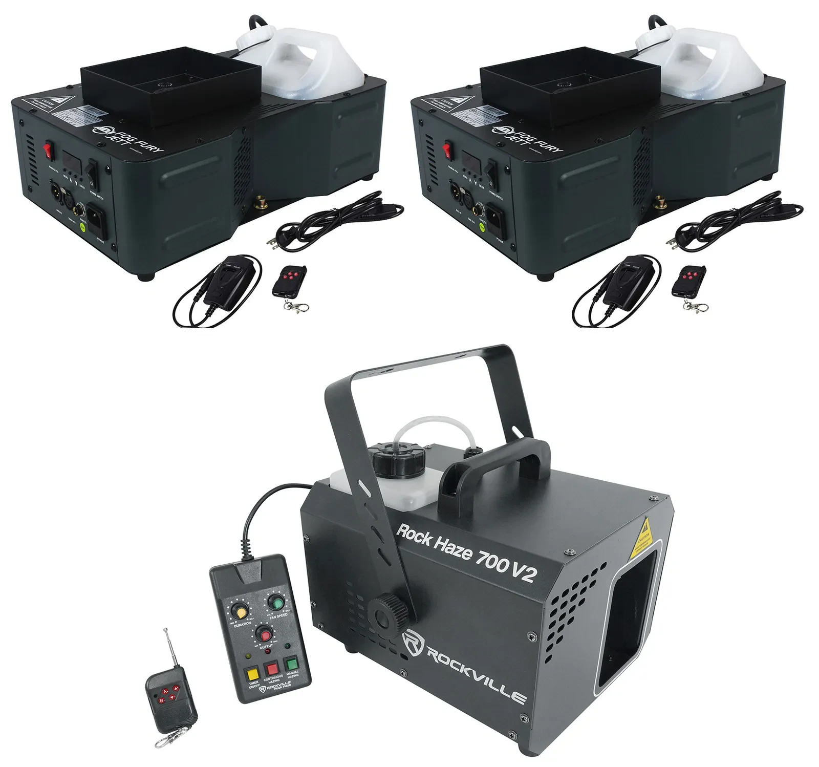 Генератор дыма American DJ Fog Fury Jett 700W, вертикальный, 12 LED (набор) + хейзер 700 CFM