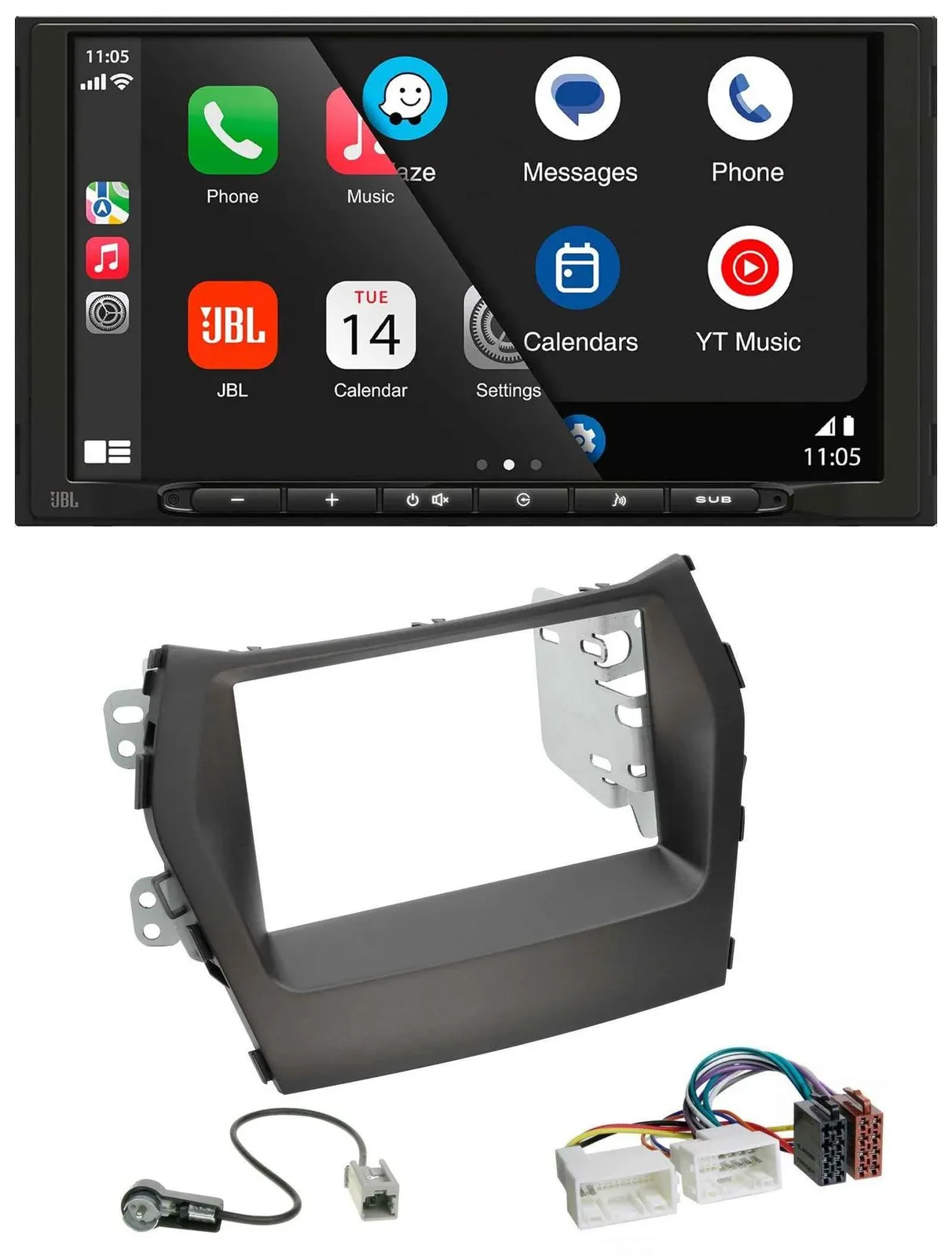 Автомагнитола JBL 2-DIN USB MP3 Bluetooth AUX для Hyundai Santa Fe (с 2012), без навигации