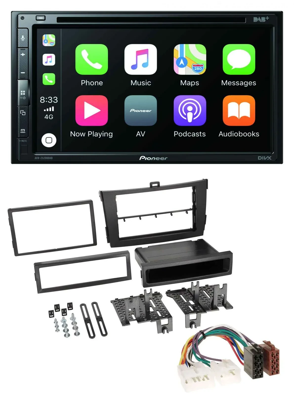 Автомагнитола для Toyota Corolla (2009–2013) Pioneer 2DIN DVD DAB Bluetooth USB, черная