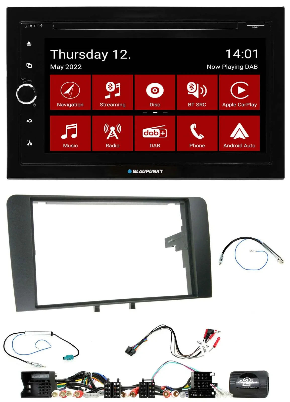 Blaupunkt Lenkrad DVD Bluetooth DAB 2DIN USB Autoradio für Audi A3 8P 2003-2012