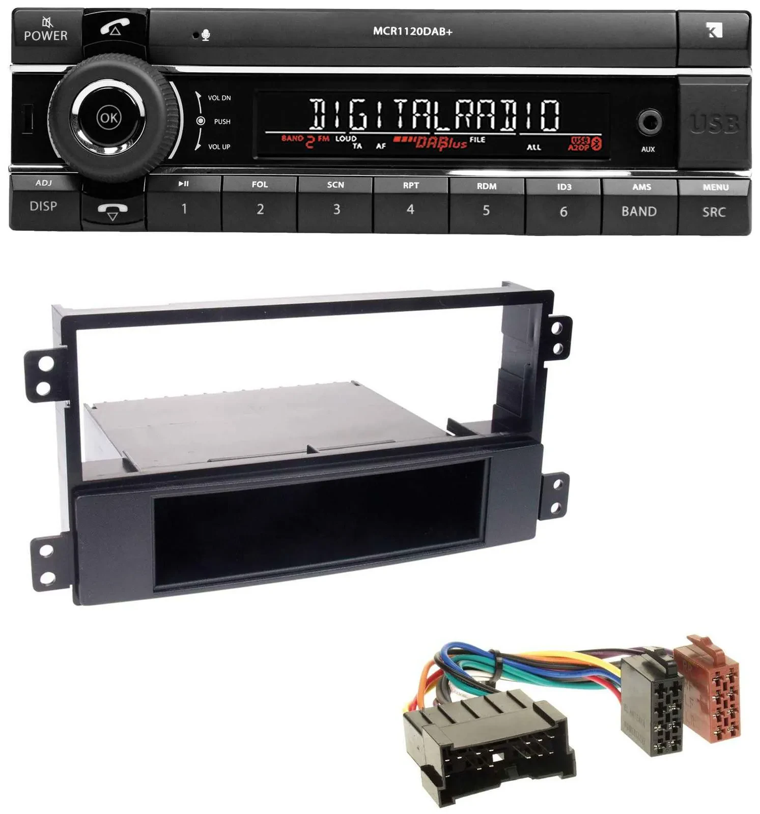 Автомагнитола Kienzle Bluetooth MP3 USB DAB для Hyundai Sonata NF 02–05 черная