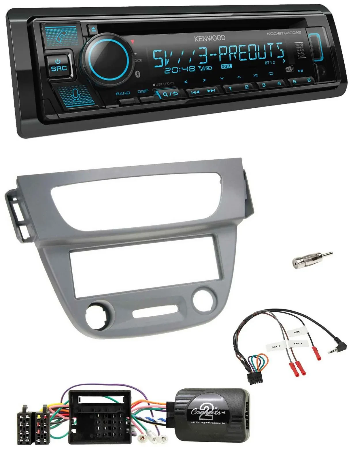 Kenwood Bluetooth USB CD Lenkrad DAB Autoradio für Renault Megane III 2009-2012