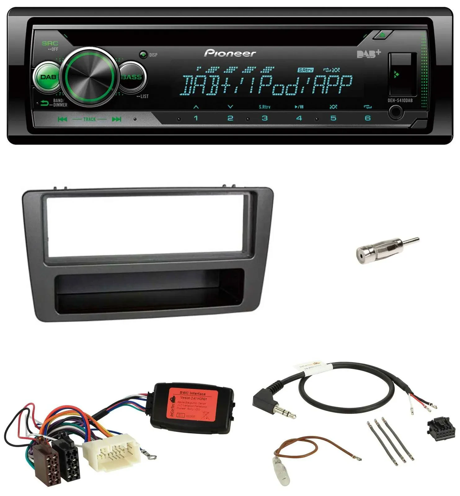 Pioneer USB MP3 DAB Lenkrad CD Autoradio für Honda Civic 01-03 schwarz