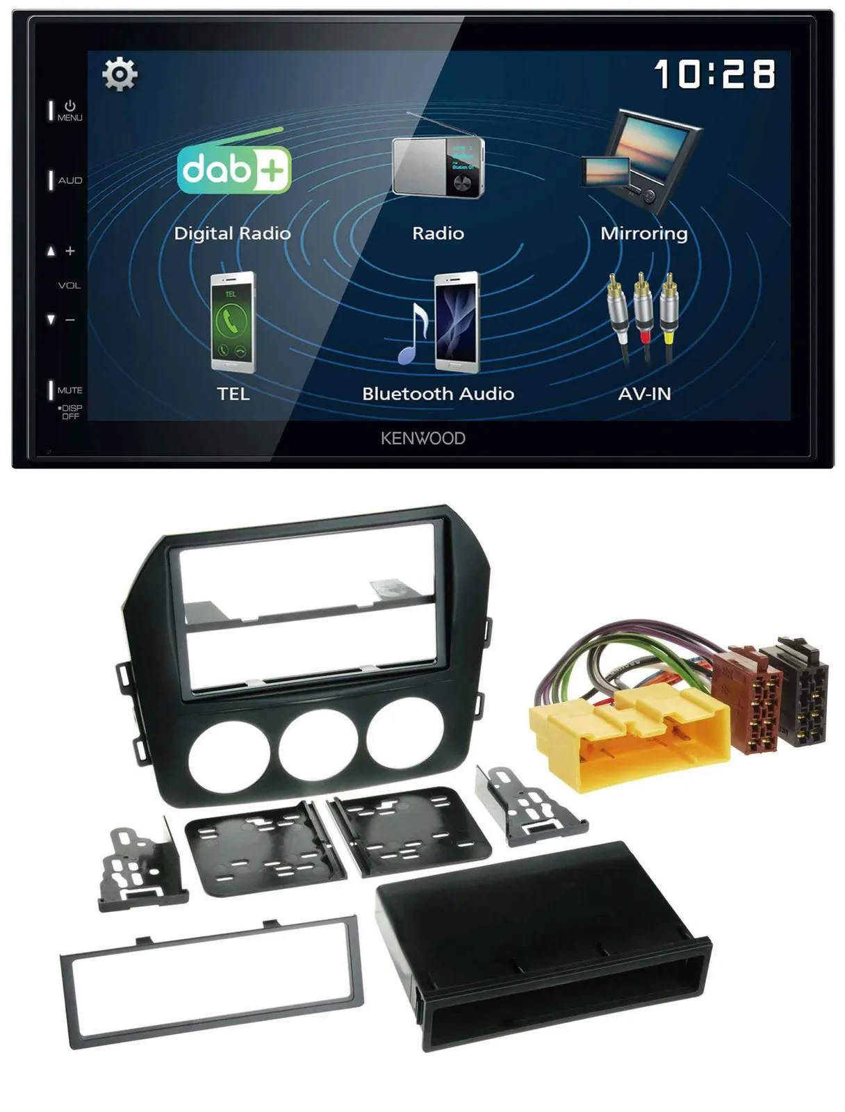 Kenwood 2DIN Bluetooth MP3 USB DAB Autoradio für Mazda MX 5 (NC, ab 2008)