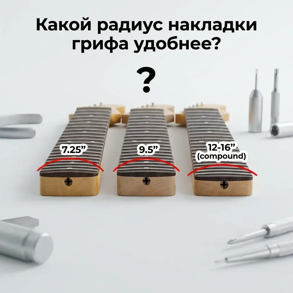 Какой радиус накладки грифа удобнее