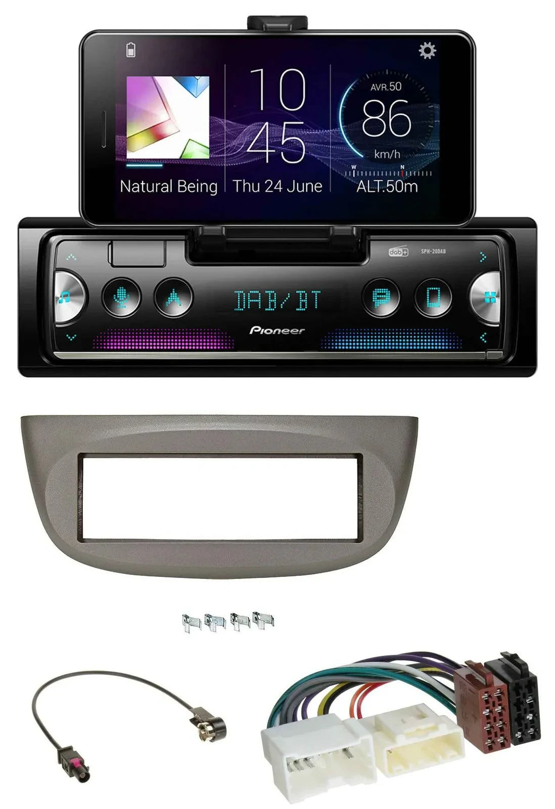 Pioneer USB MP3 Bluetooth DAB Autoradio für Renault Twingo ab 2012 beige-grau