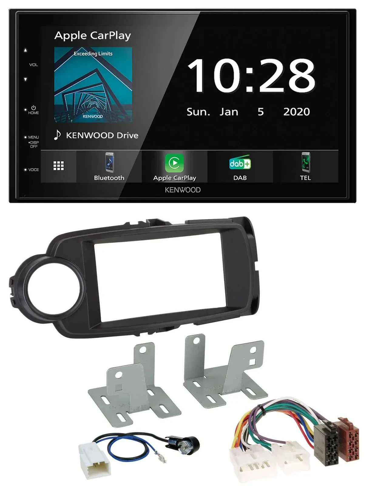 Kenwood Bluetooth MP3 DAB USB 2DIN Autoradio für Toyota Yaris 11-20 schwarz