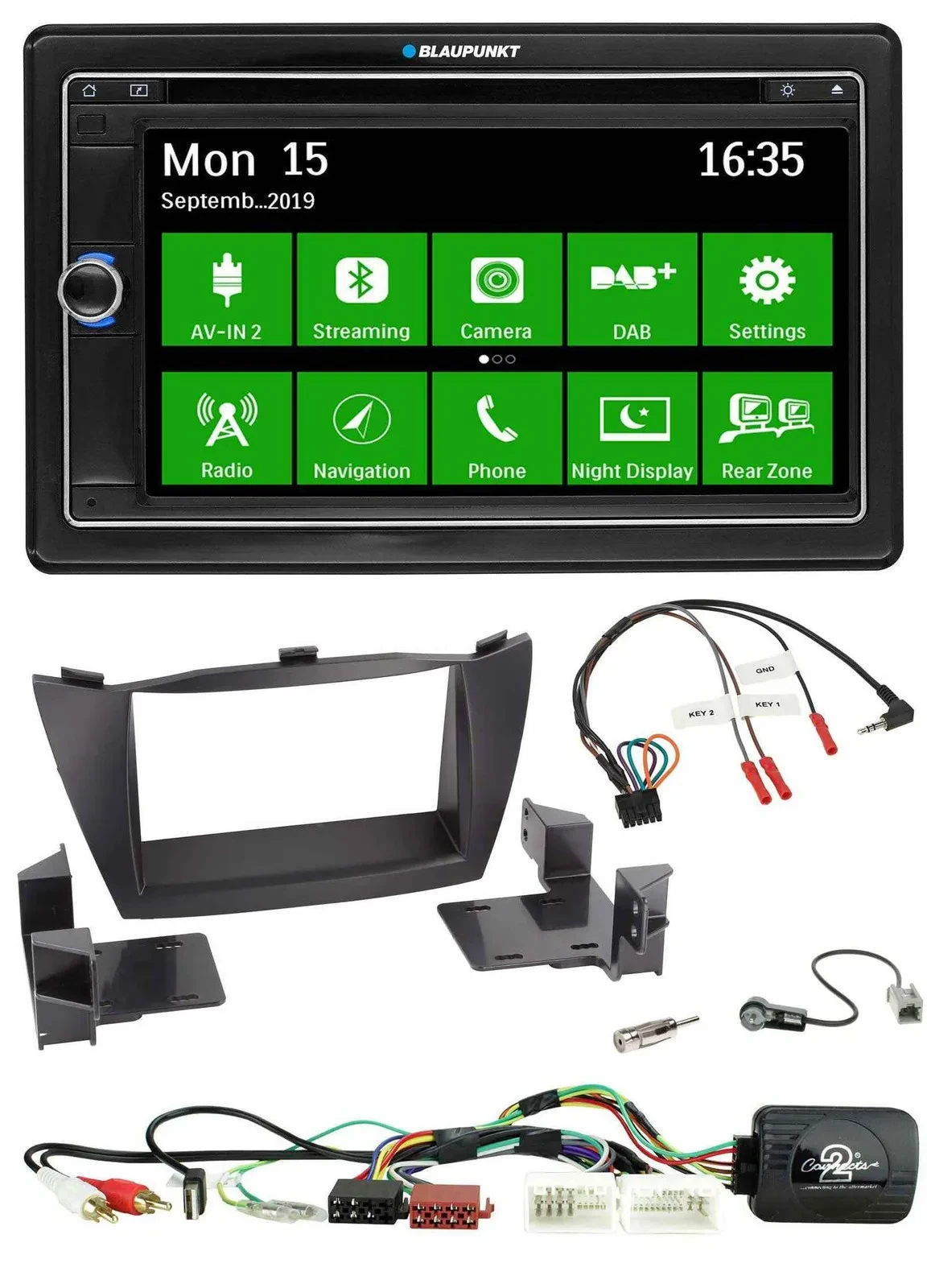 Blaupunkt Bluetooth 2DIN Lenkrad DAB USB TMC Navigation für Hyundai Tucson 2010-