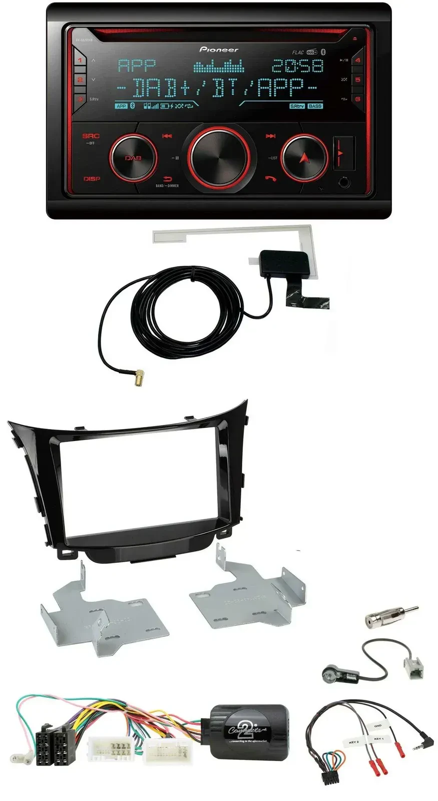 Автомагнитола Pioneer 2-DIN DAB USB CD Bluetooth для Hyundai i30 (2012–2017) с поддержкой управления на руле