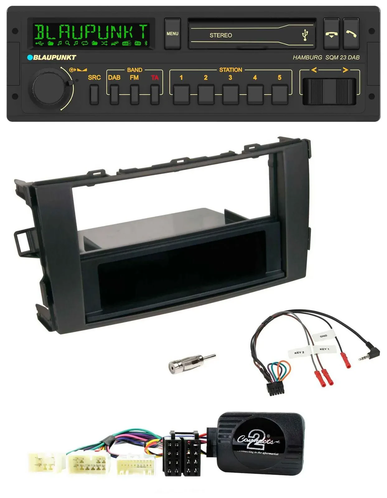 Blaupunkt USB DAB Bluetooth Lenkrad Autoradio für Toyota Auris 2007-2011 schwarz