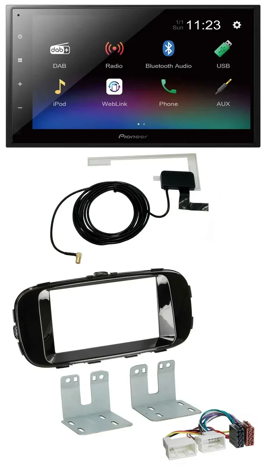 Автомагнитола Pioneer 2DIN, DAB, MP3, Bluetooth, USB, для Kia Soul PS (с 2014), цвет: черный (piano black)