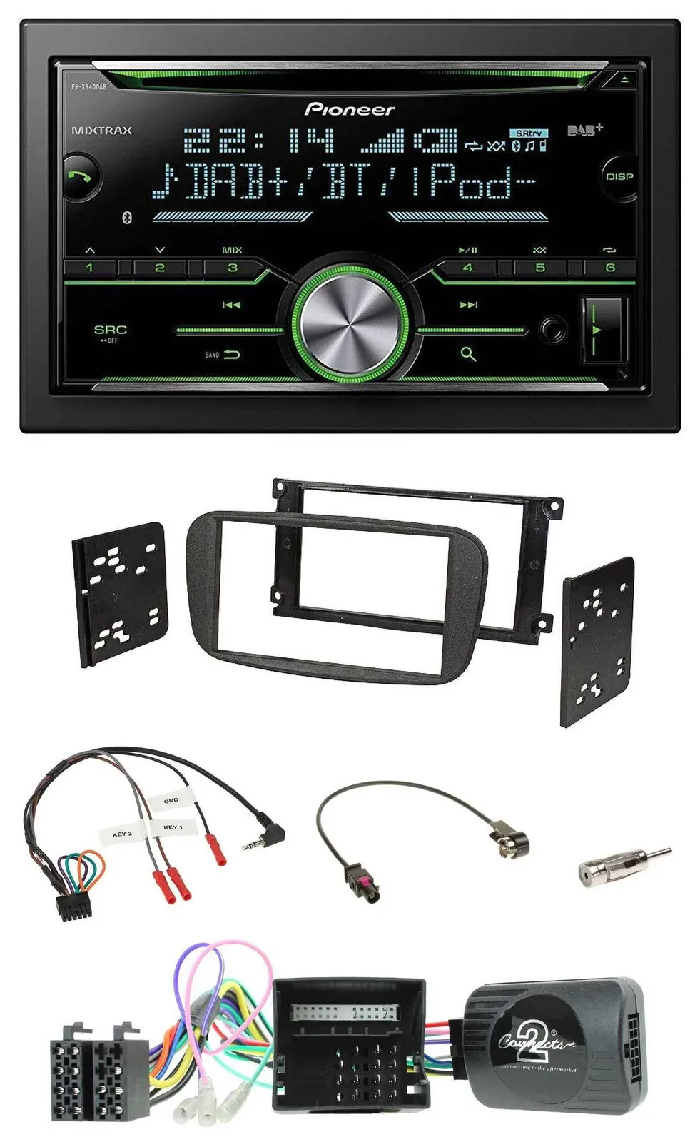 Pioneer Bluetooth Lenkrad DAB 2DIN USB CD Autoradio für Ford S-Max Mondeo Can-Bu
