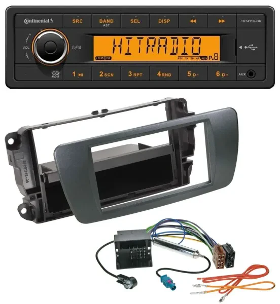 Continental 1DIN USB AUX MP3 Autoradio für Seat Ibiza ab 08 azabacheschwarz
