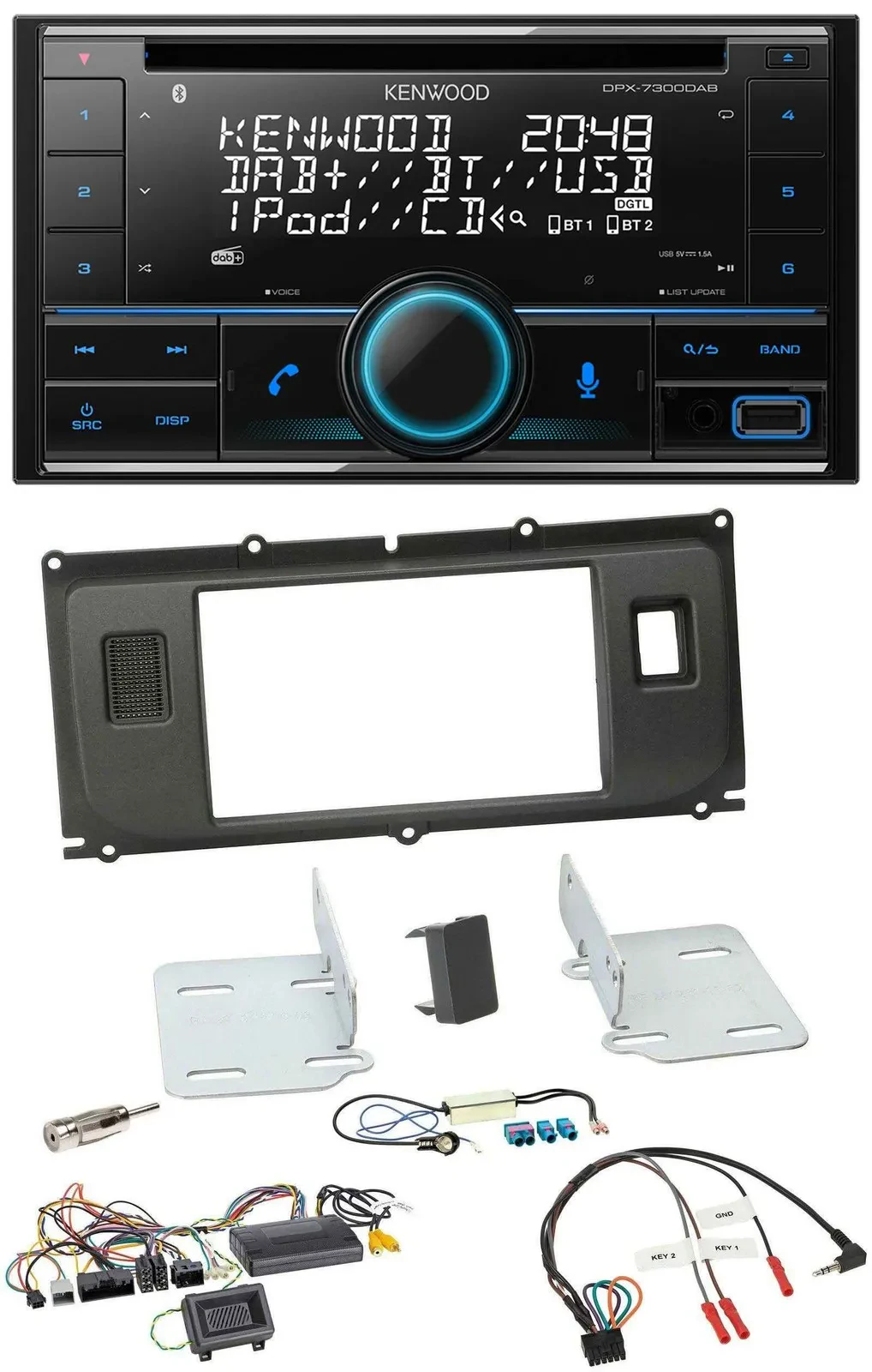Kenwood CD 2DIN DAB USB Lenkrad Bluetooth Autoradio für Land Rover Evoque Blinds