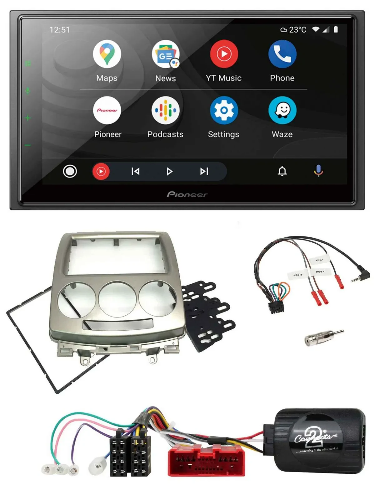 Pioneer USB 2DIN DAB Lenkrad Bluetooth Autoradio für Mazda 5 CR 2005-2010 silber