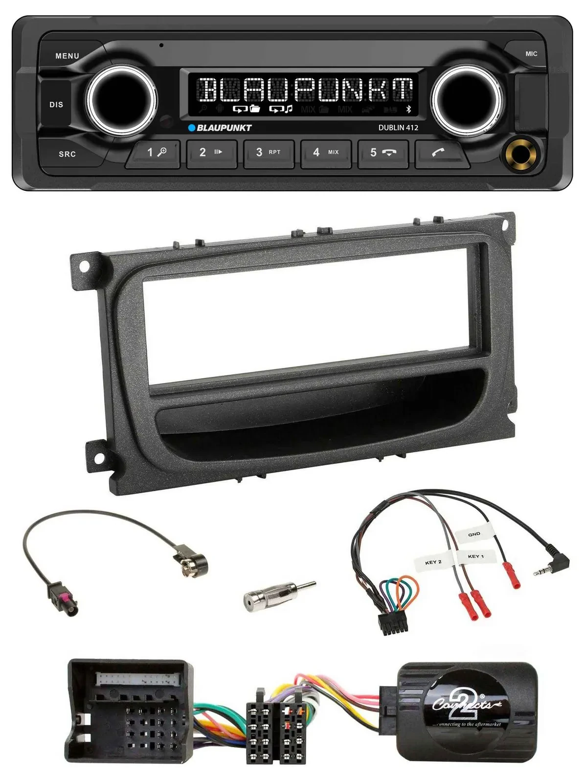 Blaupunkt MP3 Bluetooth USB Lenkrad Autoradio für Ford Mondeo S-Max 07-14 schwar