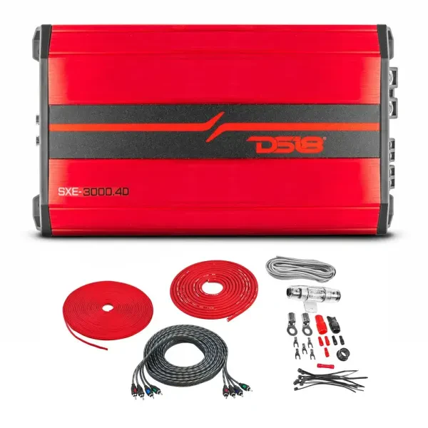DS18 SXE-3000.4D/RD | 1000W Class-D 4-Channel Amplifier with Amp Kit