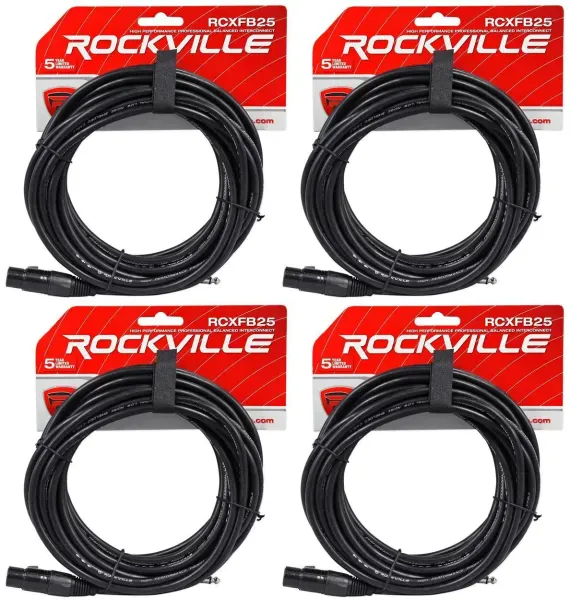 Коммутационный кабель Rockville RCXFB25B Black 7.6 м (4 штуки)