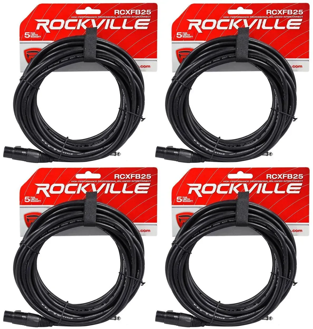 Коммутационный кабель Rockville RCXFB25B Black 7.6 м (4 штуки)
