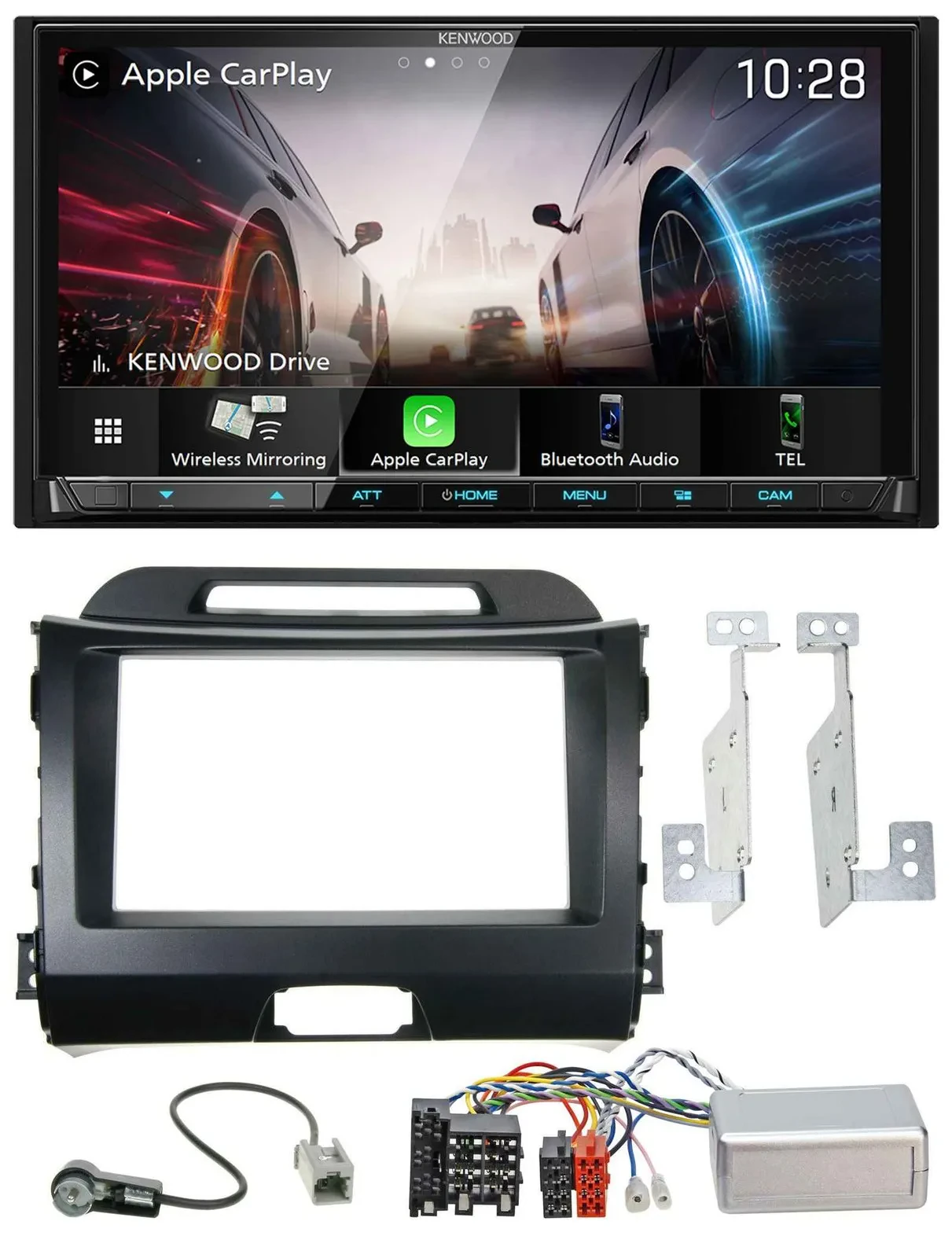 Kenwood Lenkrad 2DIN USB DAB Bluetooth Autoradio für Kia Sportage III 10-15 schw