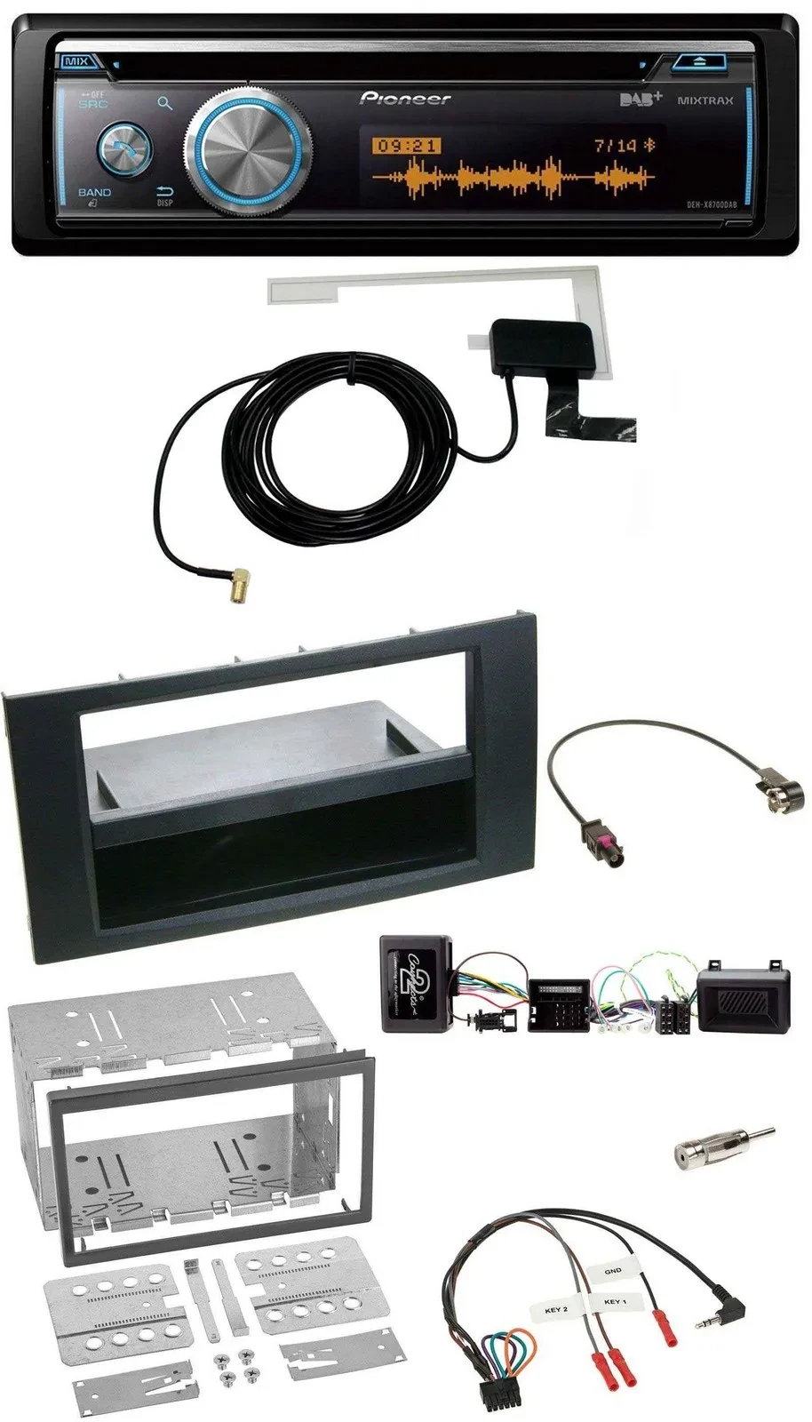 Автомагнитола для Ford Kuga 2008–2012 Pioneer Bluetooth DAB USB CD черный