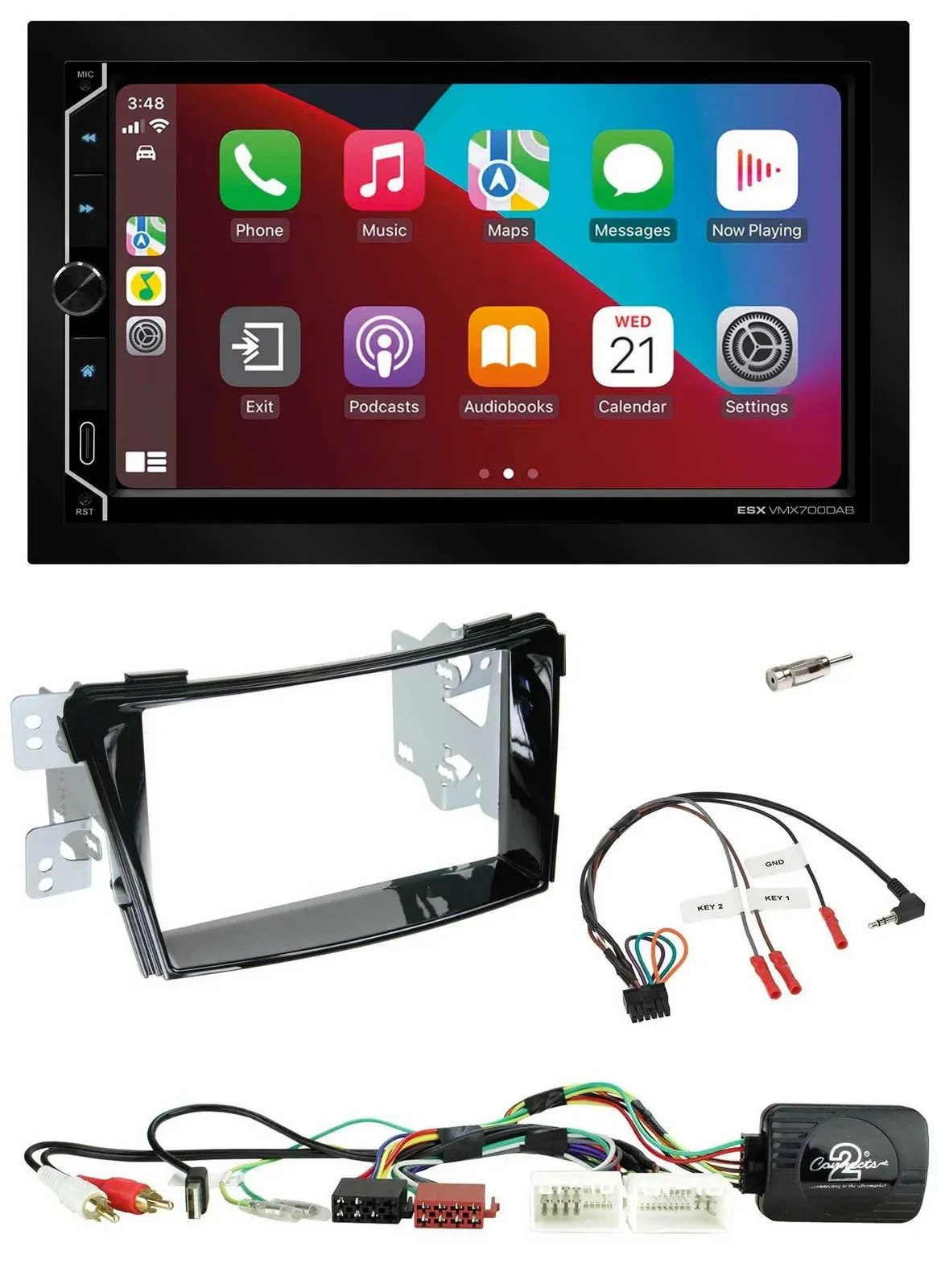 ESX 2DIN DAB USB Lenkrad Bluetooth Autoradio für Hyundai i40 11-19 USB AUX Klavi