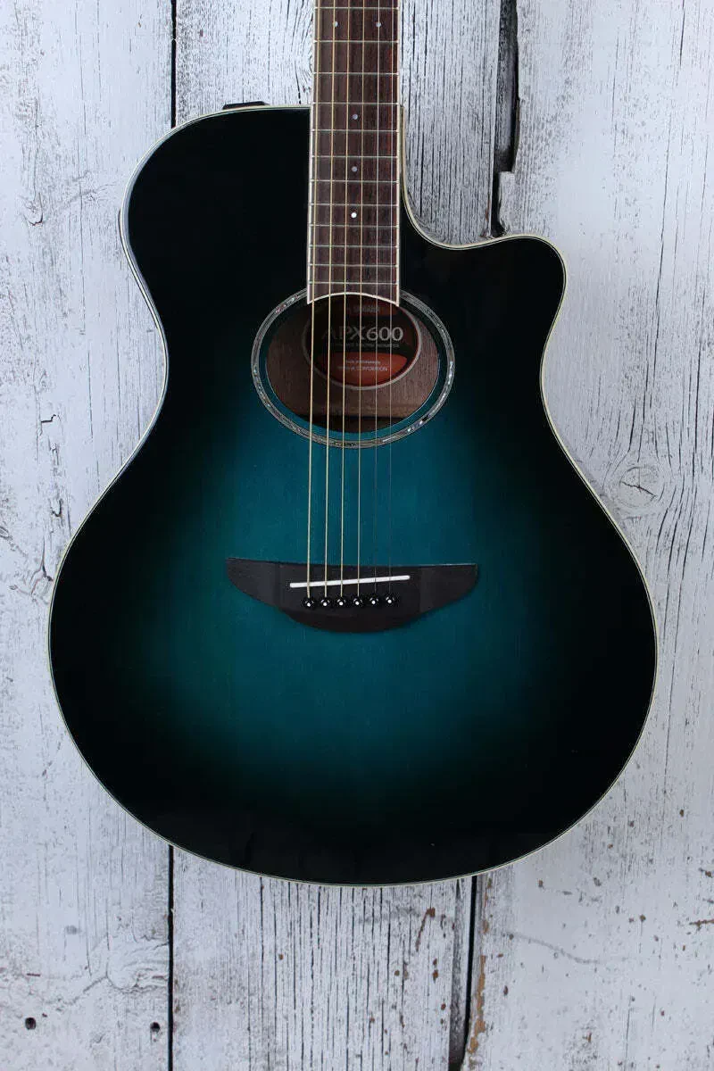 Yamaha APX600 Thinline Cutaway Acoustic Electric Guitar Oriental Blue Burst