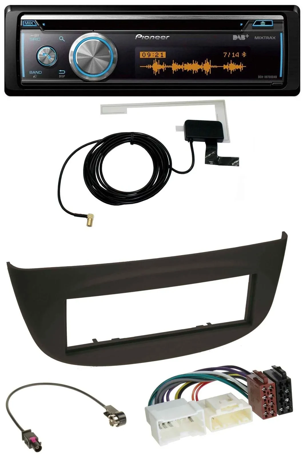 Автомагнитола для Renault Twingo (с 2012) Pioneer Bluetooth DAB MP3 USB CD, черная