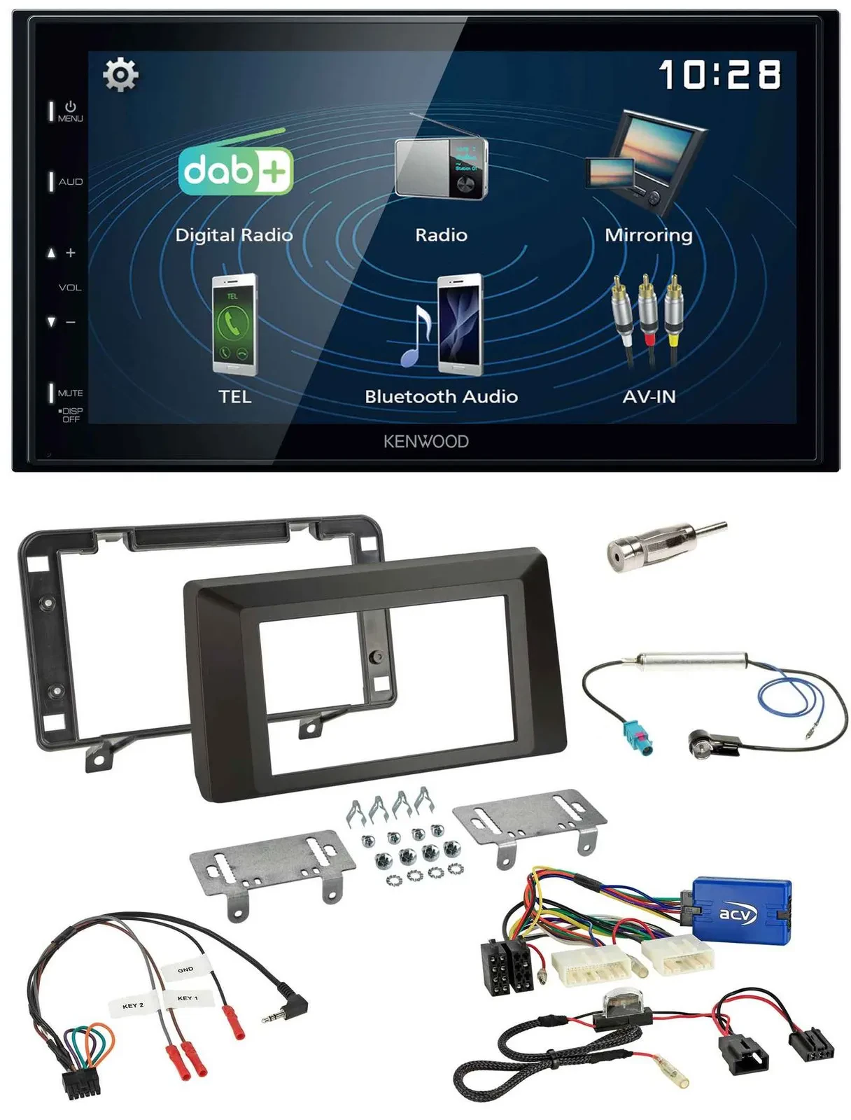 Автомагнитола для Dacia Duster Kenwood 2DIN, Bluetooth, USB, DAB, поддержка кнопок на руле (с 2021)