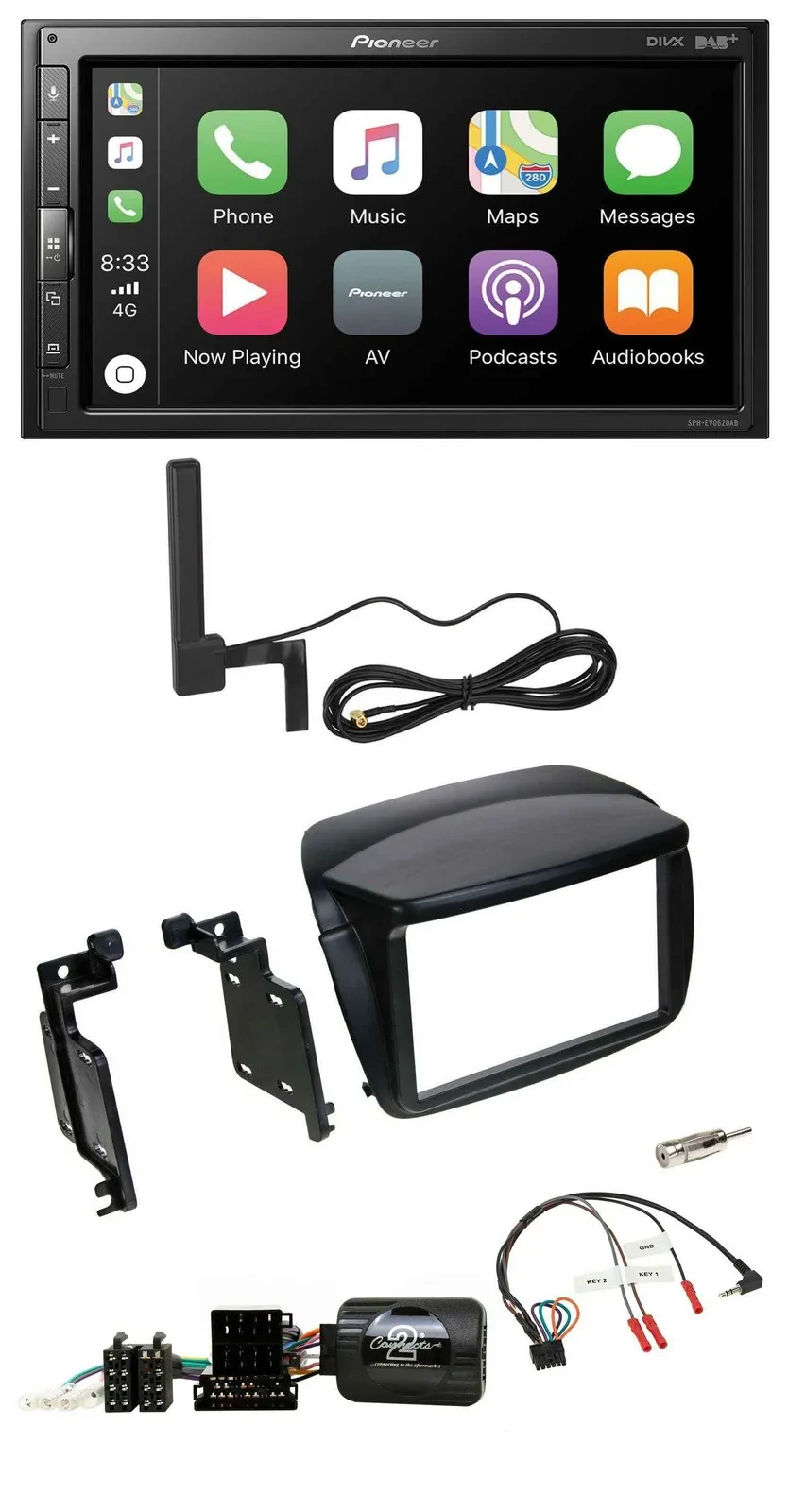 Pioneer USB 2DIN Bluetooth DAB Lenkrad Autoradio für Fiat Doblo ab 2010 Opel Com