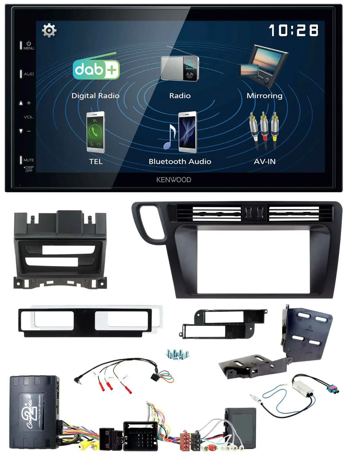 Kenwood 2DIN Bluetooth Lenkrad USB DAB Autoradio für Audi Q5 8R Infoadapter Akti